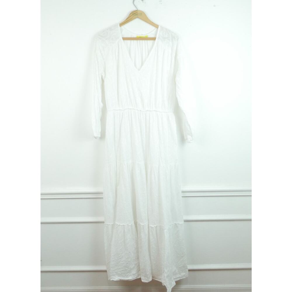Roller Rabbit Small Maxi Dress White Cotton Tiered Resort‎ Beachy Boho Preppy